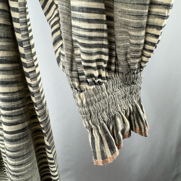 Ulla Johnson Fiora Cotton Long Sleeve Stripe Dress in Neutral Size 12 - Picture 12 of 16